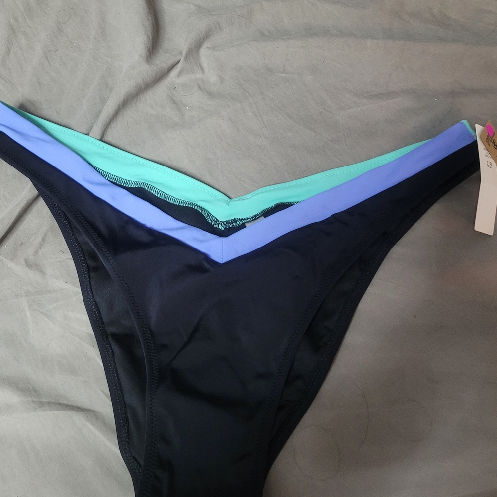 PINK Victoria's Secret Blue and Black Bikini Bottoms